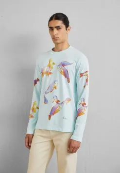 Sandro Goldfish Tee - Longsleeve - Bleu Menthe