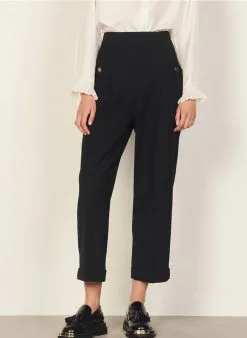Sandro GARY - Rechte Broek Met Hoge Taille | Zwart