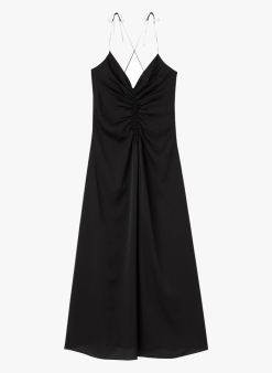Sandro PRALINE - Lange, Glanzende Jurk | Zwart