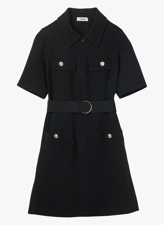 Sandro NOUR - Tweedjurk Met Klassieke Kraag | Zwart - Afbeelding 2