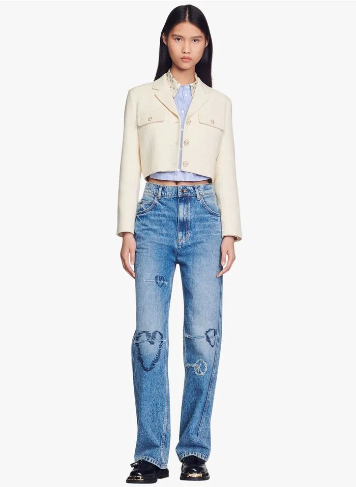 Sandro EDMA - Kort Tweedjasje | Wit - Afbeelding 3