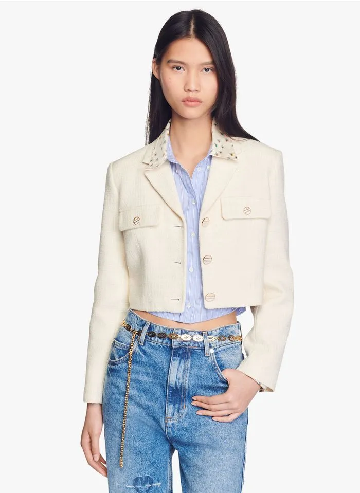 Sandro EDMA - Kort Tweedjasje | Wit