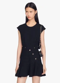 Sandro ROSS - Korte Jurk Met Fantasiedetails | Zwart