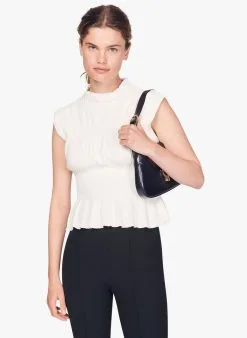 Sandro CORINNE - Katoenen Top Met Smokwerk | Wit