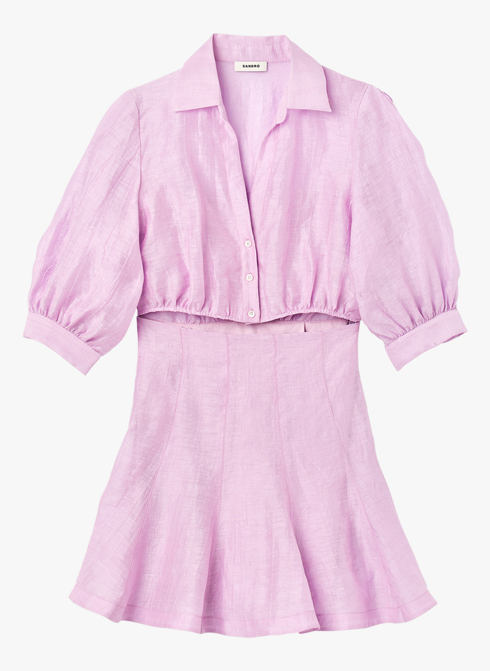 Sandro KYA - Korte Overhemdjurk Met Ajourmotiefje Linnenblend | Roze - Afbeelding 2