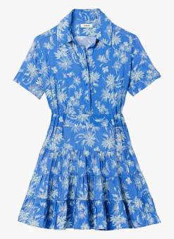 Sandro PERNILLE - Korte Jurk Van Gemengde Viscose | Blauw