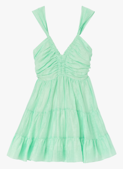 Sandro MARIELLA - Korte Jurk Van Gemengd Linnen | Groen