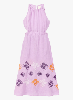 Sandro ETEL - Halflange, Linnen Jurk Zonder Mouwen | Roze