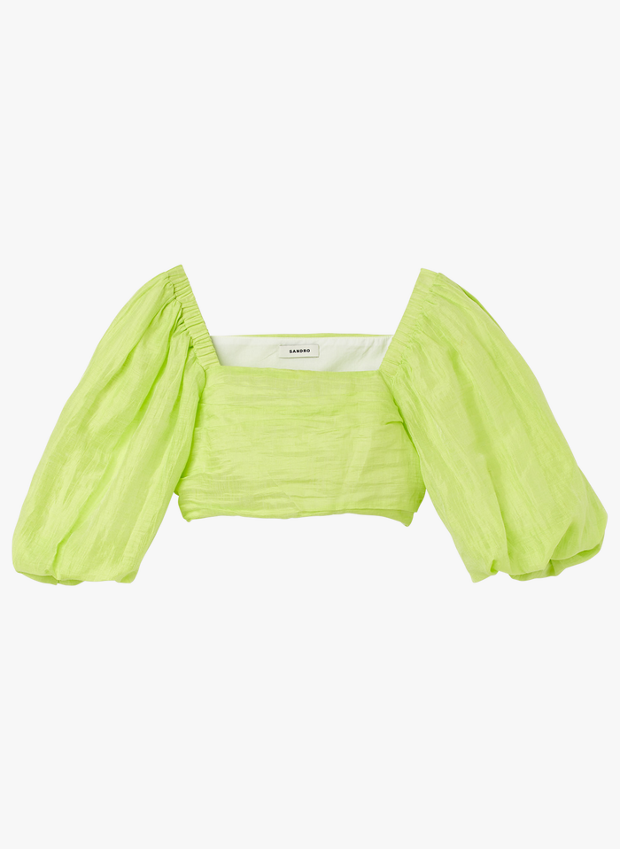 Sandro BLONVILLE - Croptop Met Gedrapeerd Effect Linnenblend | Groen - Afbeelding 2