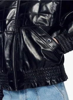 Sandro ARNOLD - Gewatteerd, Lamsleren Jasje | Zwart