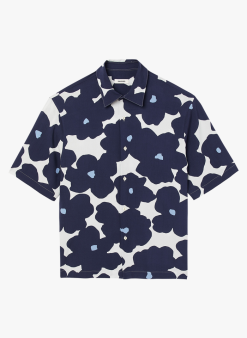Sandro FLOWER - Overhemd Viscose Met Klassieke Kraag En Print | Blauw