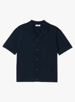 Sandro KNIT - Blouse Met Reverskraag | Blauw