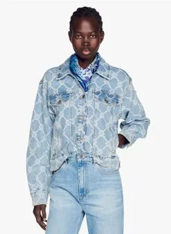 Sandro GRENADE - 100 Katoenen Spijkerjack Met Print | Blauw