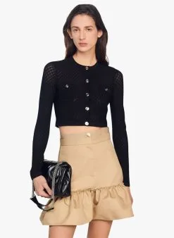 Sandro AUVENT - Kort, Gewatteerd Jack Van Gemengde Viscose | Zwart