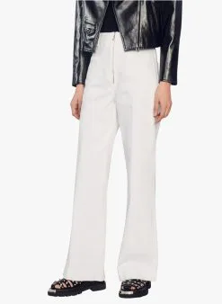 Sandro BARI - Rechte, Katoenen Palazzobroek | Wit