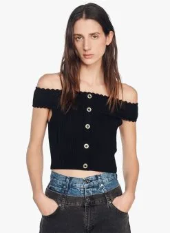 Sandro BERGAME - Korte Top Van Tricot | Zwart