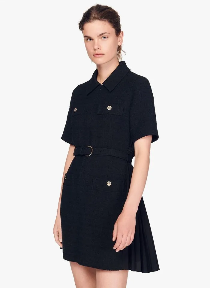 Sandro NOUR - Tweedjurk Met Klassieke Kraag | Zwart - Afbeelding 3