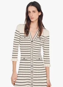 Sandro ARMELLINE - Lange, Gestreepte Jurk Met V-hals | Wit