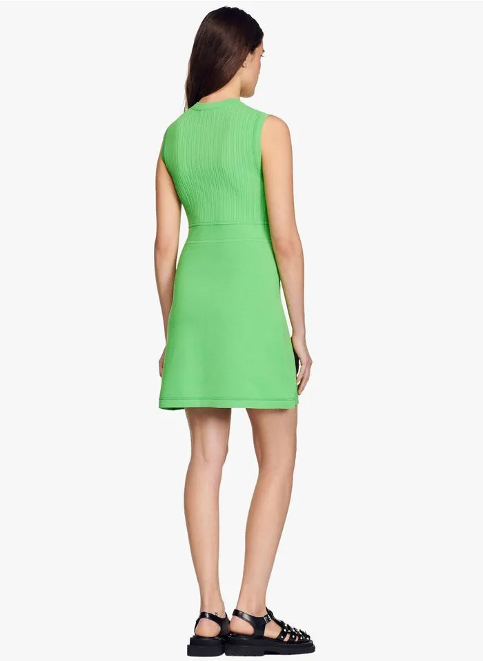 Sandro SWEETY - Korte Jurk Met Ronde Hals | Groen - Afbeelding 4