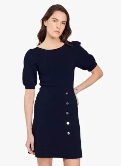 Sandro EUGENIA - Korte Jurk Met Ronde Hals | Blauw