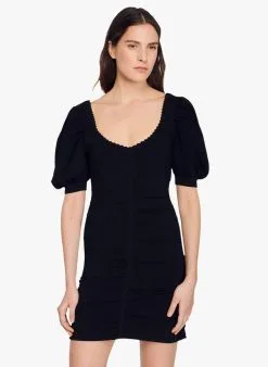 Sandro POITOU - Korte Jurk Van Geplooid Tricot | Zwart