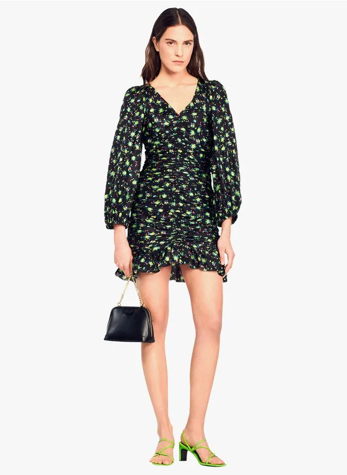 Sandro NOVALEE - Korte, Strakke Jurk Met Print | Zwart - Afbeelding 3