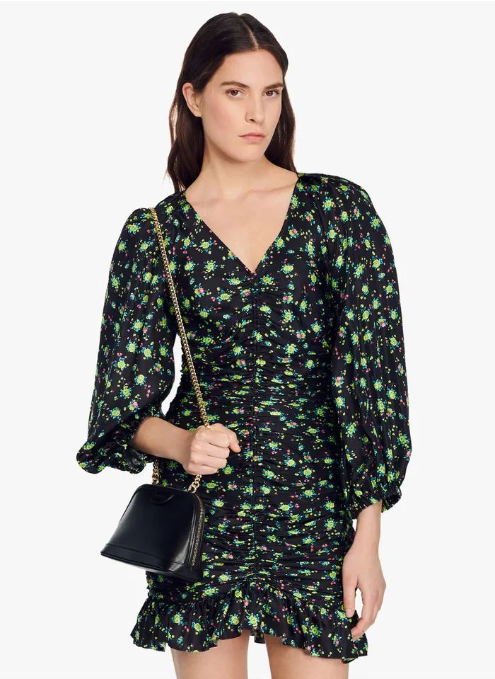 Sandro NOVALEE - Korte, Strakke Jurk Met Print | Zwart