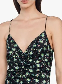 Sandro PAOLA - Lange Jurk Met Bloemenprint | Zwart