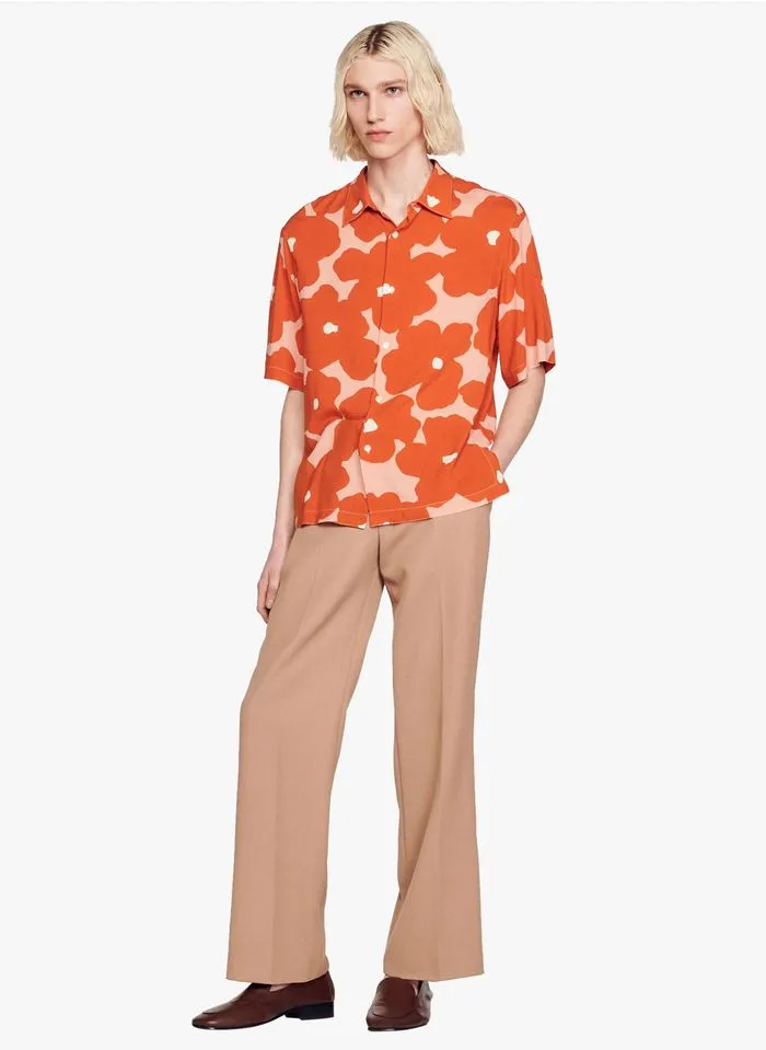 Sandro FLOWER - Overhemd Viscose Met Klassieke Kraag En Print | Oranje - Afbeelding 3