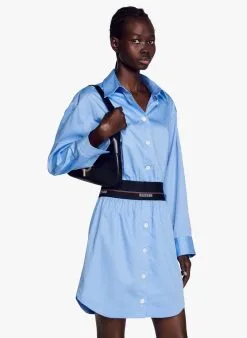 Sandro PARME - Korte Hemdjurk Van Katoenen Denim | Blauw