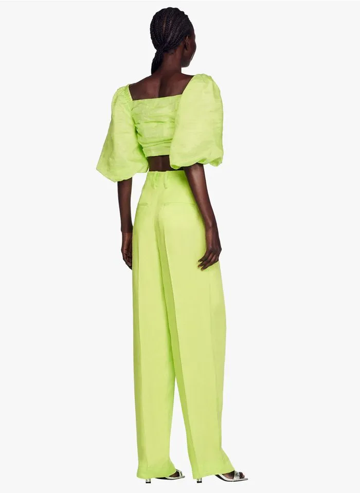 Sandro BLONVILLE - Croptop Met Gedrapeerd Effect Linnenblend | Groen - Afbeelding 4