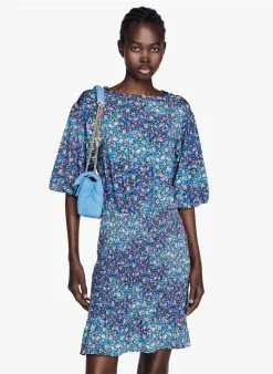 Sandro SPINELLE - Korte, Strakke Jurk Met Print | Blauw