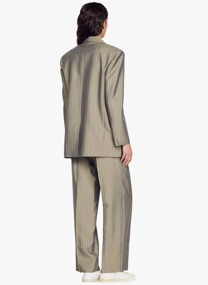Sandro YUNA - Gestreepte Blazer | Kaki - Afbeelding 4