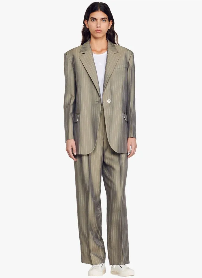 Sandro YUNA - Gestreepte Blazer | Kaki - Afbeelding 3