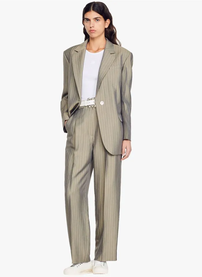 Sandro YUNA - Gestreepte Blazer | Kaki - Afbeelding 5