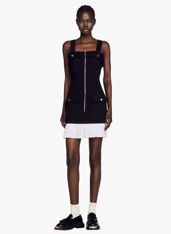 Sandro SHANGRILA - Korte, Katoenen Jurk Met Volants | Zwart - Afbeelding 4