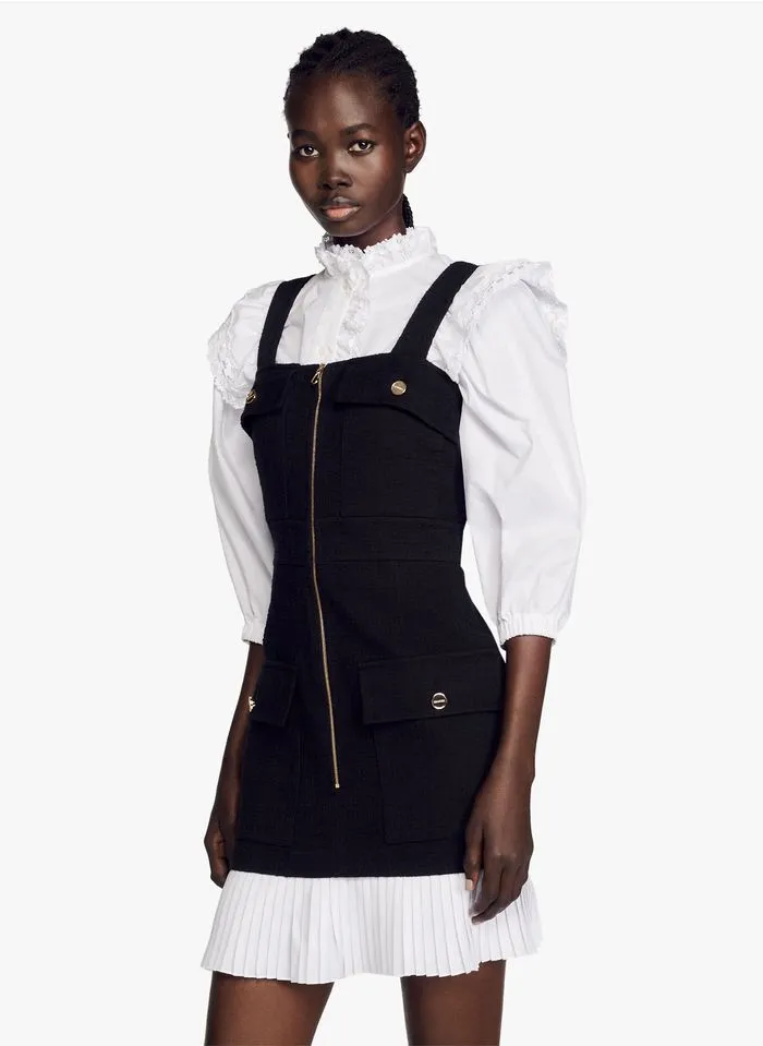 Sandro SHANGRILA - Korte, Katoenen Jurk Met Volants | Zwart - Afbeelding 3