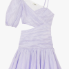 Sandro CORNALINE - Korte, Gedrapeerde, Linnen Jurk | Violet