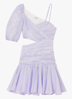 Sandro CORNALINE - Korte, Gedrapeerde, Linnen Jurk | Violet