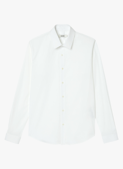 Sandro SEAMLESS STRETCH - Slim-fit Overhemd Van Stretchkatoen | Wit