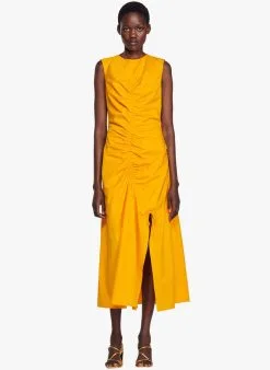 Sandro ROSIE - Halflange Jurk Met Plooien | Oranje