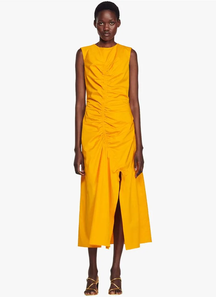 Sandro ROSIE - Halflange Jurk Met Plooien | Oranje