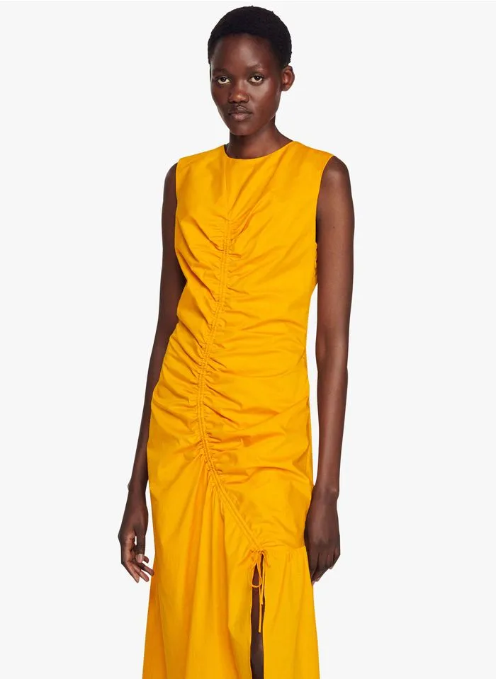 Sandro ROSIE - Halflange Jurk Met Plooien | Oranje - Afbeelding 3