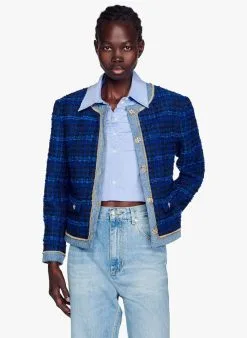 Sandro ASTI - Tweedjasje Katoenblend | Blauw