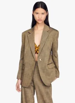 Sandro LAIS - Blazer Van Viscose | Bruin