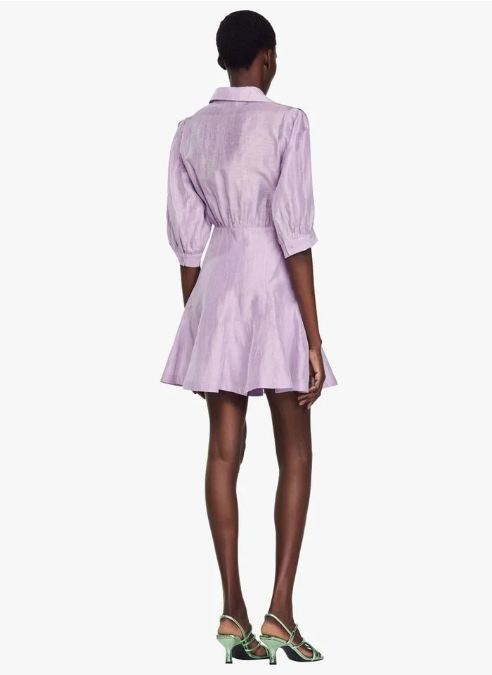 Sandro KYA - Korte Overhemdjurk Met Ajourmotiefje Linnenblend | Roze - Afbeelding 4