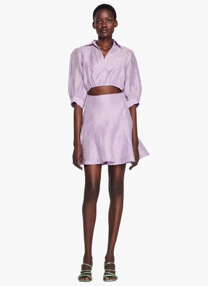 Sandro KYA - Korte Overhemdjurk Met Ajourmotiefje Linnenblend | Roze - Afbeelding 3