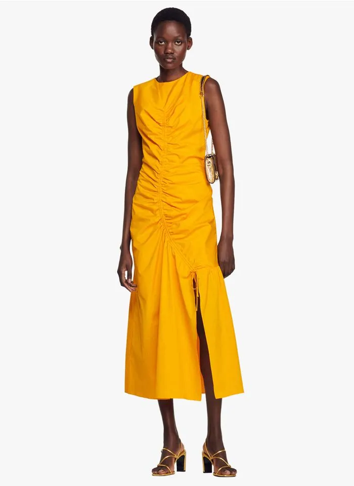 Sandro ROSIE - Halflange Jurk Met Plooien | Oranje - Afbeelding 5