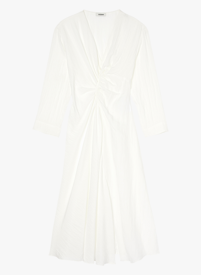 Sandro VENDOME - Halflange, Soepelvallende Jurk Met V-hals | Wit - Afbeelding 3
