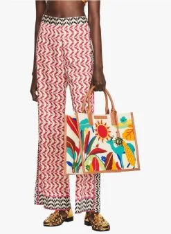 Sandro VANINA - Soepelvallende, Wijde Broek Met Print | Rood